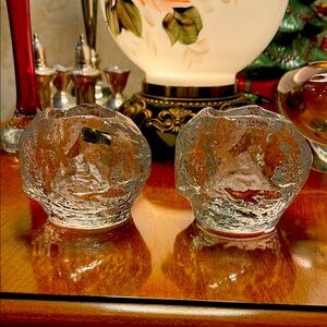 Kosta Boda Clear Glass Candle Holders